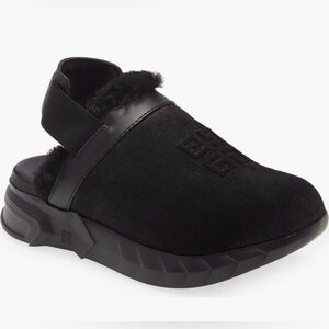 Givenchy Black Shearling Mules